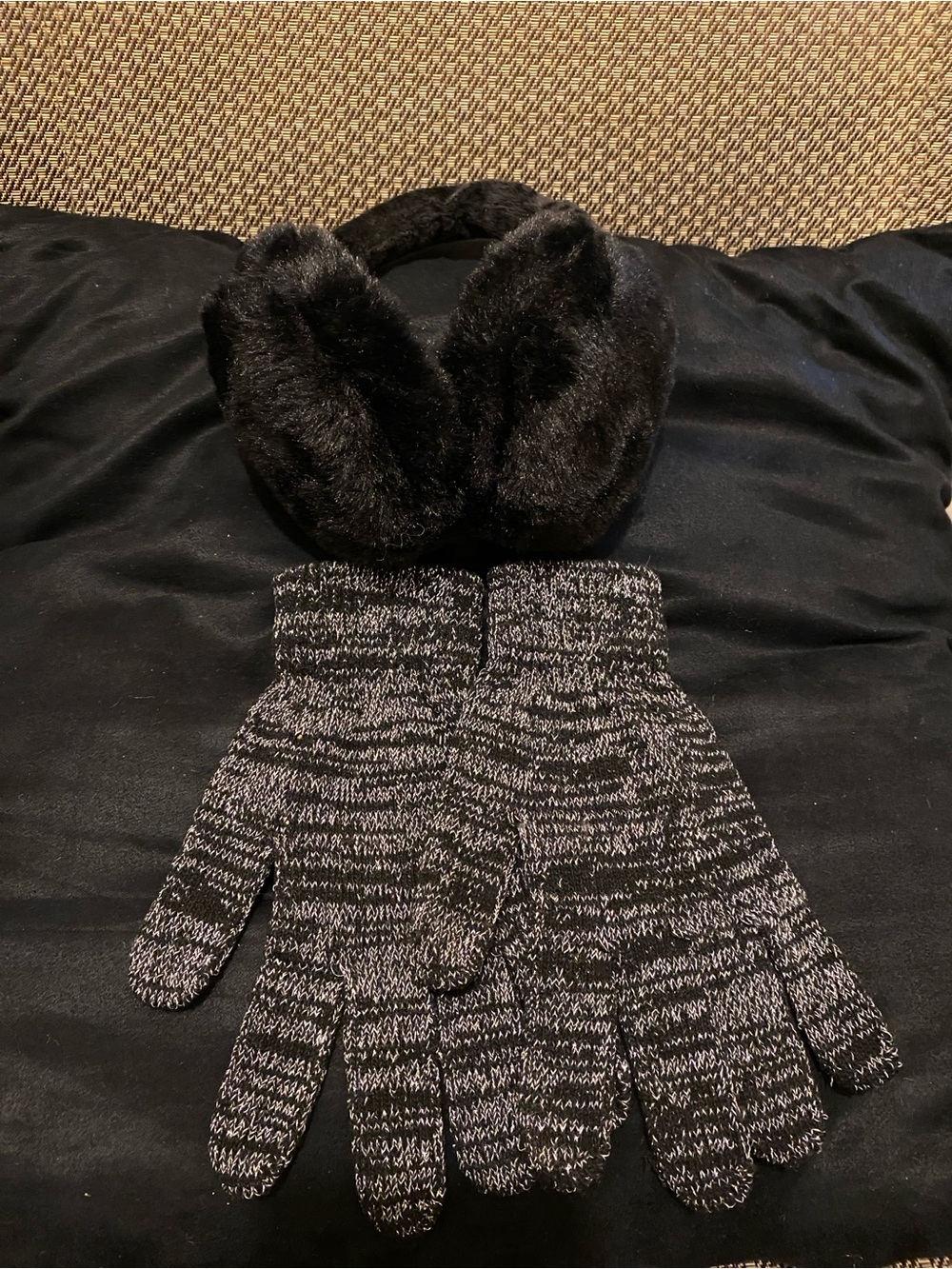 Black Gloves & Earmuffs.  NWOT